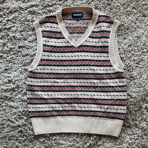 Bonobos Beige and Multicolor V-Neck Sweater Vest